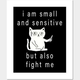 funny cat shirt idea : i am small and sensitive but also fight me Posters and Art